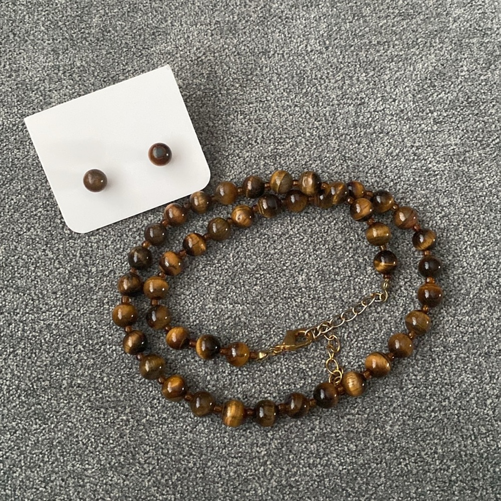 Vintage Tiger Eye Choker with matching studs